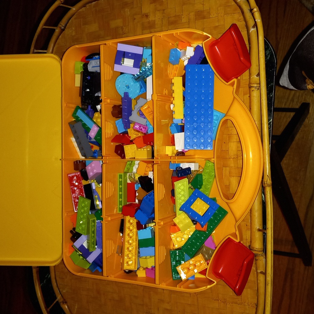 Lego Yellow Carrying Storage Case with an Assortment of 300+ Legos
